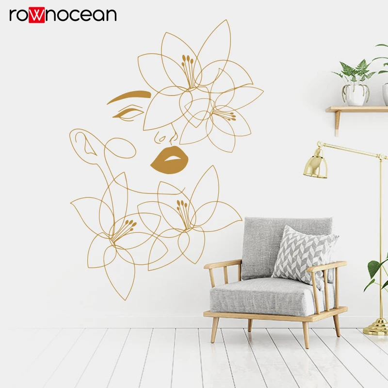 Spa Wellness And Beauty - Eén lijn muurstickers schoonheid muurtattoo vinyl