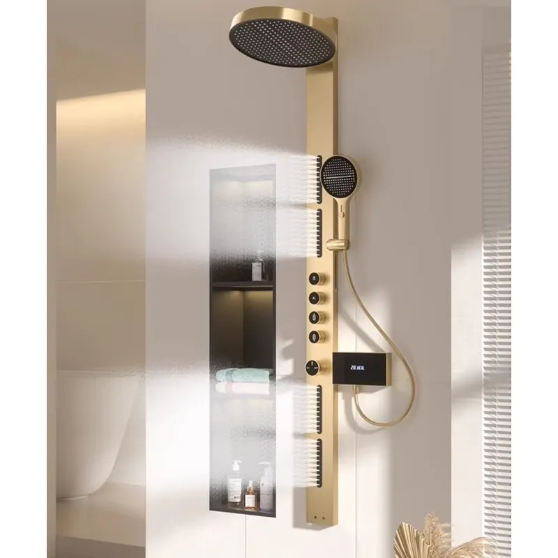 Spa&Wellness Earth City Шелепиха - Messing regendouchepaneelset met digitaal display, wandmontage,