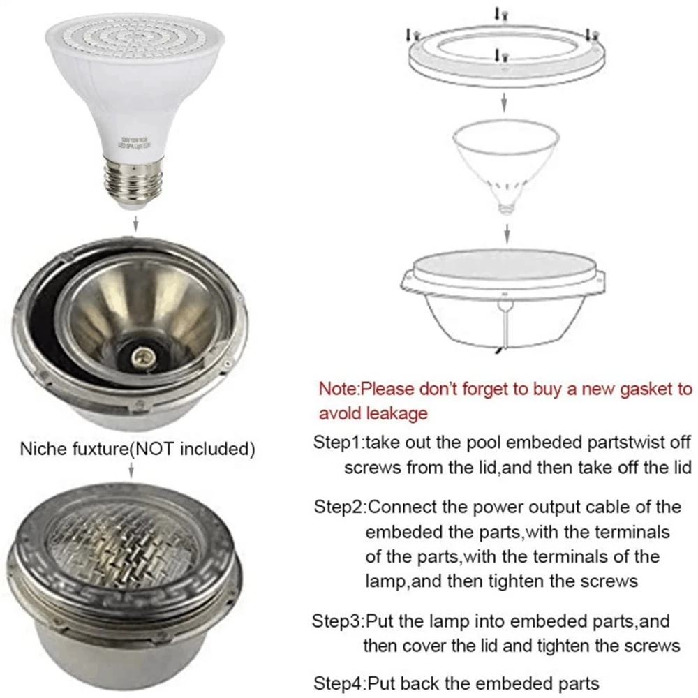 RGB LED Zwembad Licht E27 E26  - Xy Spa & Wellness George Town recensie en prijs